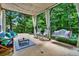 Relaxing back porch with comfortable seating, swing and string lights, perfect for outdoor enjoyment at 2138 Jockey Hollow Nw Dr, Kennesaw, GA 30152