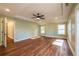 Bedroom boasts recessed lighting, a ceiling fan, and hardwood floors throughout the home at 263 Ohm Ave, Avondale Estates, GA 30002