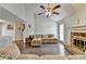 Cozy living room showcasing stylish decor and a modern ceiling fan at 639 Oak Moss Dr, Lawrenceville, GA 30043