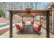 Outdoor gazebo with seating area overlooking the inground pool and spa at 4118 Kentmere Main Nw, Kennesaw, GA 30144