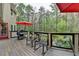 Expansive deck with outdoor seating, a grill, and lush wooded views at 311 Maranatha Trl, Lawrenceville, GA 30045