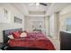 Main bedroom with trey ceiling, neutral paint and carpet, ceiling fan and natural light at 7206 Begonia Way # 4, Austell, GA 30168
