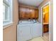 Laundry room with washer, dryer, and wall mounted cabinets for extra storage at 166 Muse Rd, Fayetteville, GA 30214
