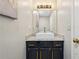 Stylish powder room with vessel sink, granite countertop, and modern fixtures at 122 Belmonte Sw Dr, Atlanta, GA 30311