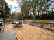 Expansive backyard deck area with a wooden railing offering ample space for outdoor activities at 2515 Little John Ct, Cumming, GA 30040