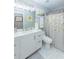 Bright bathroom boasts a large vanity with marble countertop and elegant floral accents at 2515 Little John Ct, Cumming, GA 30040