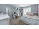 Cozy bedroom with a plush bed, stylish decor, and a dedicated desk area for work or study at 2515 Little John Ct, Cumming, GA 30040