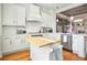 Spacious kitchen with white cabinets, stainless steel appliances, butcher block island, and hardwood floors at 928 Boudreau Ct, Atlanta, GA 30328