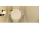 Standard toilet with mounted paper holder and waste bin in a bathroom with neutral decor at 2335 Corbett Ct, Powder Springs, GA 30127