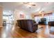 Open-concept living room connects to a modern kitchen and dining area, perfect for Gathering gatherings at 7364 N Mitchell N Ct, Villa Rica, GA 30180