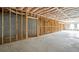 Unfinished basement with concrete floor, wood framing, and exposed ceiling insulation at 1536 Granby Ln, Locust Grove, GA 30248