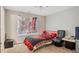 Bedroom with carpet, a gamer chair, and unique lighting, including a red-lit headboard at 1536 Granby Ln, Locust Grove, GA 30248