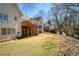 Spacious backyard featuring a well-maintained lawn and mature trees at 8005 Sweet Creek Rd, Johns Creek, GA 30097