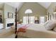 Spacious main bedroom with fireplace, vaulted ceiling, and a private entrance to the backyard at 8005 Sweet Creek Rd, Johns Creek, GA 30097