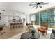 Bright open floor plan featuring a modern kitchen, dining area, and comfortable living space with floor-to-ceiling windows at 1080 Peachtree Ne St # 1909, Atlanta, GA 30309