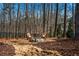 Cozy backyard fire pit area with stone path and seating, surrounded by mature trees at 268 Hanson Way, Marietta, GA 30064