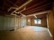 Unfinished basement featuring wood frame construction, exposed ductwork, and concrete flooring at 401 Carrie Kathleen Ter, Carrollton, GA 30116