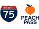 A graphic representing Peach Pass, Interstate 75, and a peach at 4956 Braeburn Nw Trce, Acworth, GA 30102