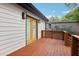 Wooden back porch features sliding glass doors and modern outdoor lighting, a nice outdoor space at 2910 3Rd Sw Ave, Atlanta, GA 30315