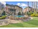 Private backyard oasis featuring a stone-lined pool and ample lounge space at 2260 Wood Falls Dr, Cumming, GA 30041