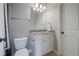 Practical bathroom featuring granite countertop vanity and shower at 2260 Wood Falls Dr, Cumming, GA 30041