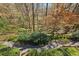 Landscaped backyard featuring a gravel path and lush foliage creating a tranquil outdoor space at 2173 Lebaron Ne Dr, Atlanta, GA 30345