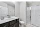 Bathroom featuring a modern vanity, and a glass-enclosed shower at 1181 Rambler Cross, Atlanta, GA 30312