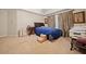Bright bedroom features carpet floor, curtains, and ample space at 153 Newcastle Walk, Woodstock, GA 30188