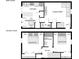 Detailed floor plan showcasing the layout of a two-story home including a kitchen, living room, and bedrooms at 3077 Colonial Way # F, Atlanta, GA 30341