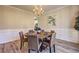 The dining room showcases a chandelier, wainscotting, and a round table with seating for six at 1620 Rising Mist Ln, Cumming, GA 30041