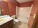 Full bathroom with a toilet, shower-tub combo, and a single sink vanity at 2917 High Brook Se Way, Conyers, GA 30094