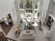 Bright living room with fireplace, hardwood floors, tall windows and chandelier at 700 Clubside Dr, Roswell, GA 30076