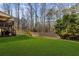 Lush green backyard with privacy fence and mature trees, ideal for outdoor activities at 3845 Williams Point Dr, Cumming, GA 30028