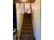 Carpeted stairs leading to the basement, offering extra storage and potential living space at 712 Copper Trace Way, Woodstock, GA 30189