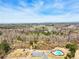 Aerial view of the community amenities including the playground, parking and community pool at 4825 Marco Ln, Cumming, GA 30028