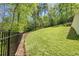 Beautifully landscaped backyard with lush greenery, trees, and a privacy fence, creating a serene outdoor space at 2672 Langland Ne Ct, Atlanta, GA 30345