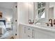Modern bathroom featuring double sinks, quartz countertop and bronze faucets at 2171 James Aly, Atlanta, GA 30345