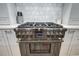 Close up of the stainless steel range and oven at 2171 James Aly, Atlanta, GA 30345