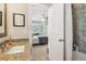 Bathroom featuring a vanity with a granite countertop, a sink, and access to the shower at 4224 Dogwood Bend Park, Duluth, GA 30096