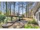 Scenic backyard featuring a stone-lined patio and landscaping at 500 Huntgate Rd, Woodstock, GA 30189