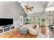 Bright living room with vaulted ceiling, hardwood floors, and modern furnishings at 500 Huntgate Rd, Woodstock, GA 30189