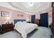 Spacious bedroom featuring a tray ceiling, carpeted floor, and large window with plenty of natural light at 2135 Primrose Place Ln, Lawrenceville, GA 30044