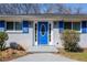 Front of single-story home featuring a bright blue front door and blue shutters at 1393 Vesta Ave, Atlanta, GA 30344