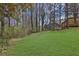 Lush green backyard with a deck overlooking a tranquil wooded area at 2895 Wildflower Ln, Snellville, GA 30039