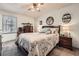 Bedroom with neutral walls, ceiling fan, and comfortable Queen-sized bed at 4113 Stutz Ct, Tucker, GA 30084