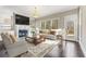 Cozy living room with hardwood flooring, fireplace, and a comfortable sofa invites relaxation at 2315 Monet Dr, Cumming, GA 30041