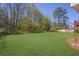 Lush green backyard with mature trees and plenty of space for outdoor activities at 3021 Hampton Club Way, Lithonia, GA 30038