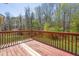 Home's outdoor deck with wood flooring and railing overlooking the backyard at 3021 Hampton Club Way, Lithonia, GA 30038
