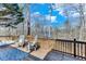 Enjoy outdoor living on this back deck with a hot tub and a view of the surrounding woods and lake at 2715 Brook Valley Dr, Cumming, GA 30041