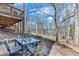 Outdoor patio with outdoor dining set, scenic lake view, and access to the deck at 2715 Brook Valley Dr, Cumming, GA 30041